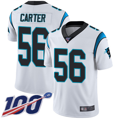 Carolina Panthers Limited White Youth Jermaine Carter Road Jersey NFL Football 56 100th Season Vapor Untouchable